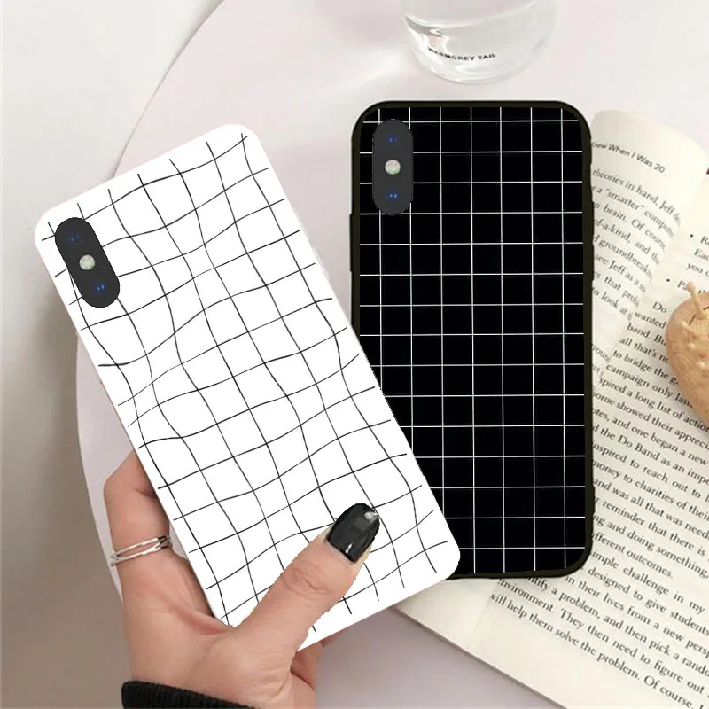 

Grid Phone Case For iphone 11 11MAX XS Max X XR 8 7 6S SE2020 Back Cover Fashion Soft TPU Cases Geometric Art Lines Capa
