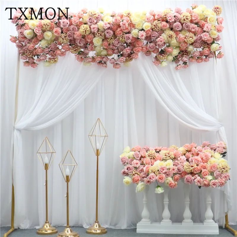 TXMON Custom Beautiful 1M Silk Rose Flower Row Artificial Flowers