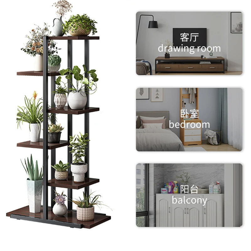 Six-layer Plant Stand Iron Flower Pot Holder Shelves Planter Rack Storage Organizer Display for Indoor Garden Balcony