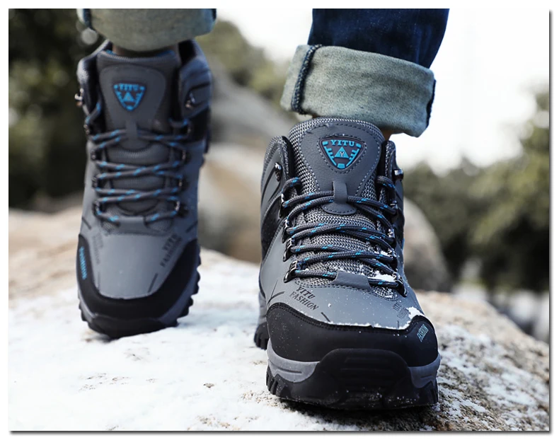 Зимние мужские походные зимние ботинки кожаные водонепроницаемые профессиональные треккинговые походные альпинистские ботинки мужские теплые тактические уличные ботинки