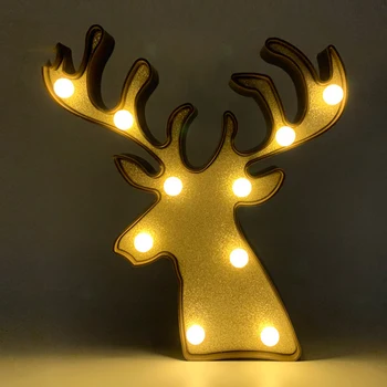 

Mini Night Light LED Deer Household Cartoon Antler Shape Table Desk Bedroom Decor Gift Warm White Lamp Christmas Decorations