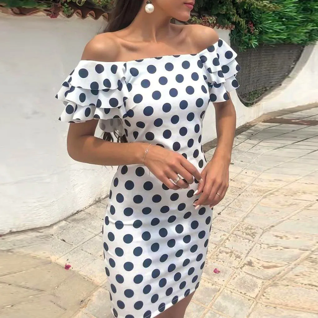 Летнее облегающее платье женское Повседневное с открытыми плечами и