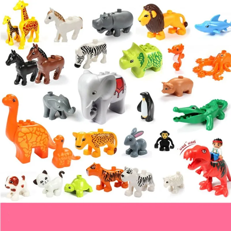 Новые животные большие частицы подходят Duplo фигурки животных городской зоопарк