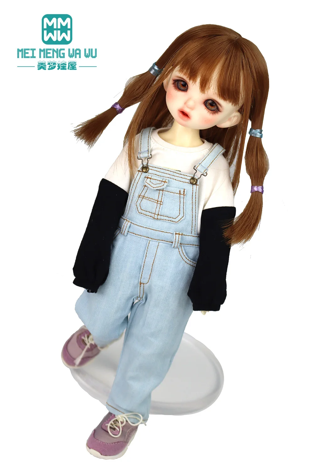 Fit 28--30cm 1/6 BJD YOSD doll clothes Fashion denim suspenders pants Dark blue, khaki