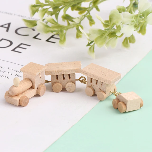 1Pc Mini Wooden Train Simulation Model Toys 1/12 Dollhouse Miniature Accessories For Doll House Decoration Educational Toys 4