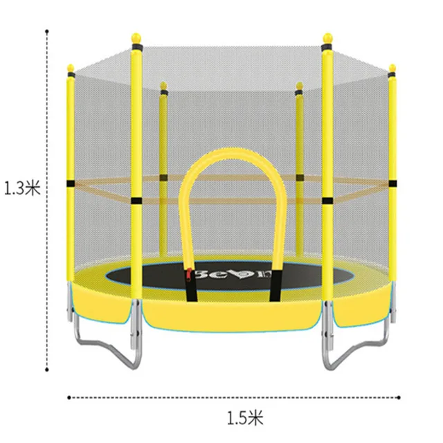 1.5 Round Children's Trampoline Reinforced Spring Mute Fitness Trampoline For Kids With Safety Net Household Elastic Bed Trampolines - AliExpress