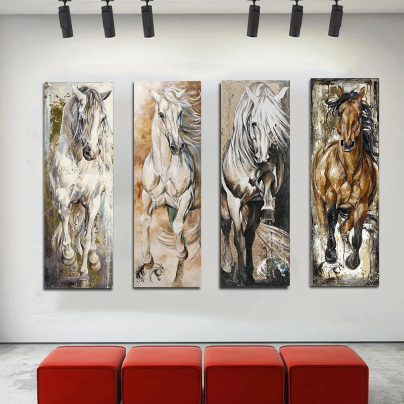 Самоотверженные картины с лошадью, современные настенные художественные картины для гостиной, постеры с животными, винтажные декоративные картины без рамы