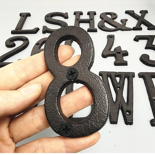 Homdiy House Numbers Antique Cast Wrought Iron House Alphabet Letters