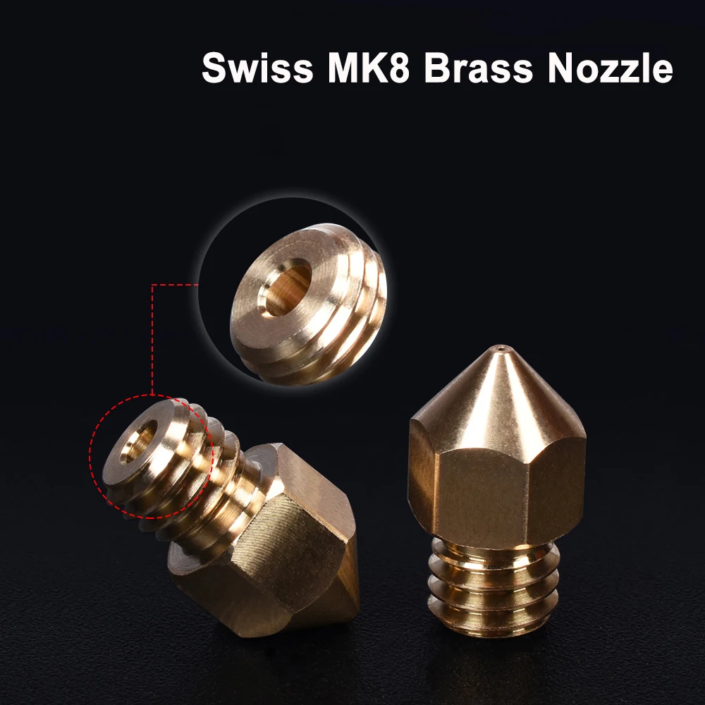 High Quality Swiss MK8 Brass Nozzle M6 Thread 1.75MM Filament 3D Printer Parts for J-head hotend Extruder CR10 heat block ender3