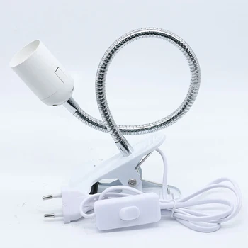 

Flexible Metal Wire Neck Clip Holder E27 Base Light Socket with On/Off Switch EU Plug, Adjustable Light Stand Clamp Lamp Base