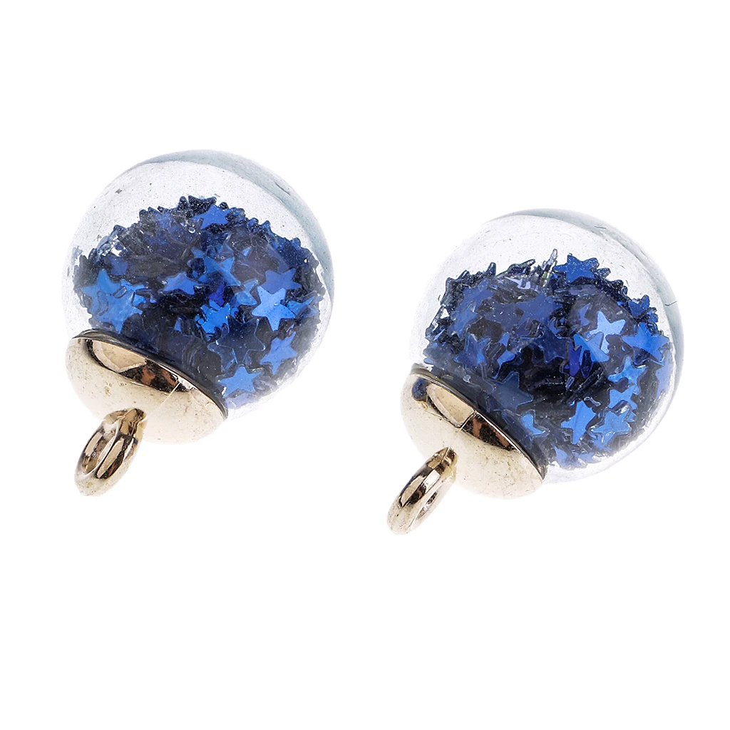 20pcs Best Wish Glass Ball Charms With Star for Necklaces Bracelets Earrings Jewelry Making DIY Crafts Tree Decors Assorted Blue