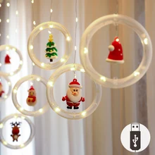 

Christmas LED Color String Lights Christmas Cartoon Shape Curtain Lights Christmas Room Decoration Decoration Lights with USB