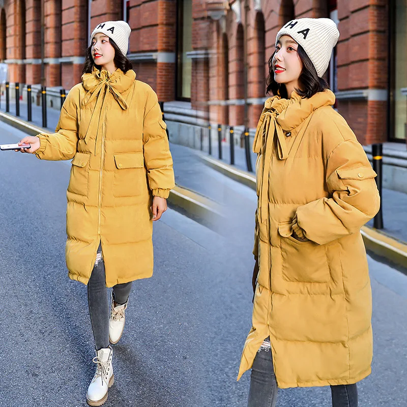 

2019 Winter New Style Korean-style Mid-length Loose-Fit BF Thick Cotton-padded Jacket Dongdaemun Elegant over-the-Knee Cotton-pa