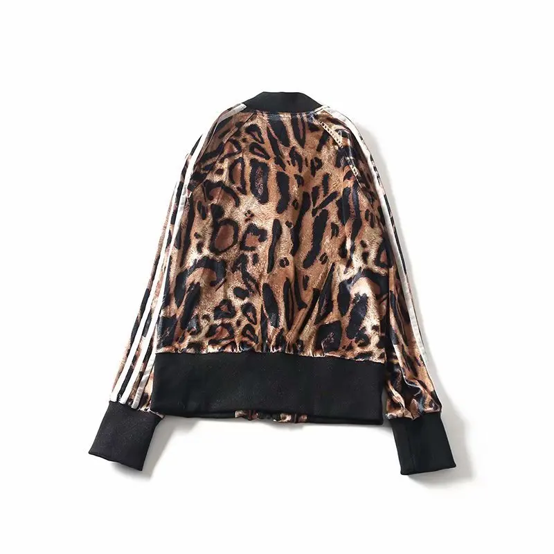 

Western Style INS Hot Selling 2019 Spring New Style Fashion Retro Velvet Leopord Pattern Little Jacket Zip-up Jacket 005