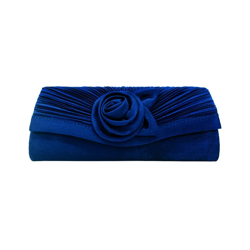 Royal Blue Женская сумка-клатч на ремне через плечо, атласная сумочка с цветочным украшением, клатч, однотонный цвет, модные сумки для вечеринок - Цвет: Royal Blue
