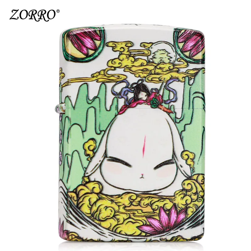 

Zorro lighter creative color paint Chinese style Chang'e retro grinding wheel personality kerosene