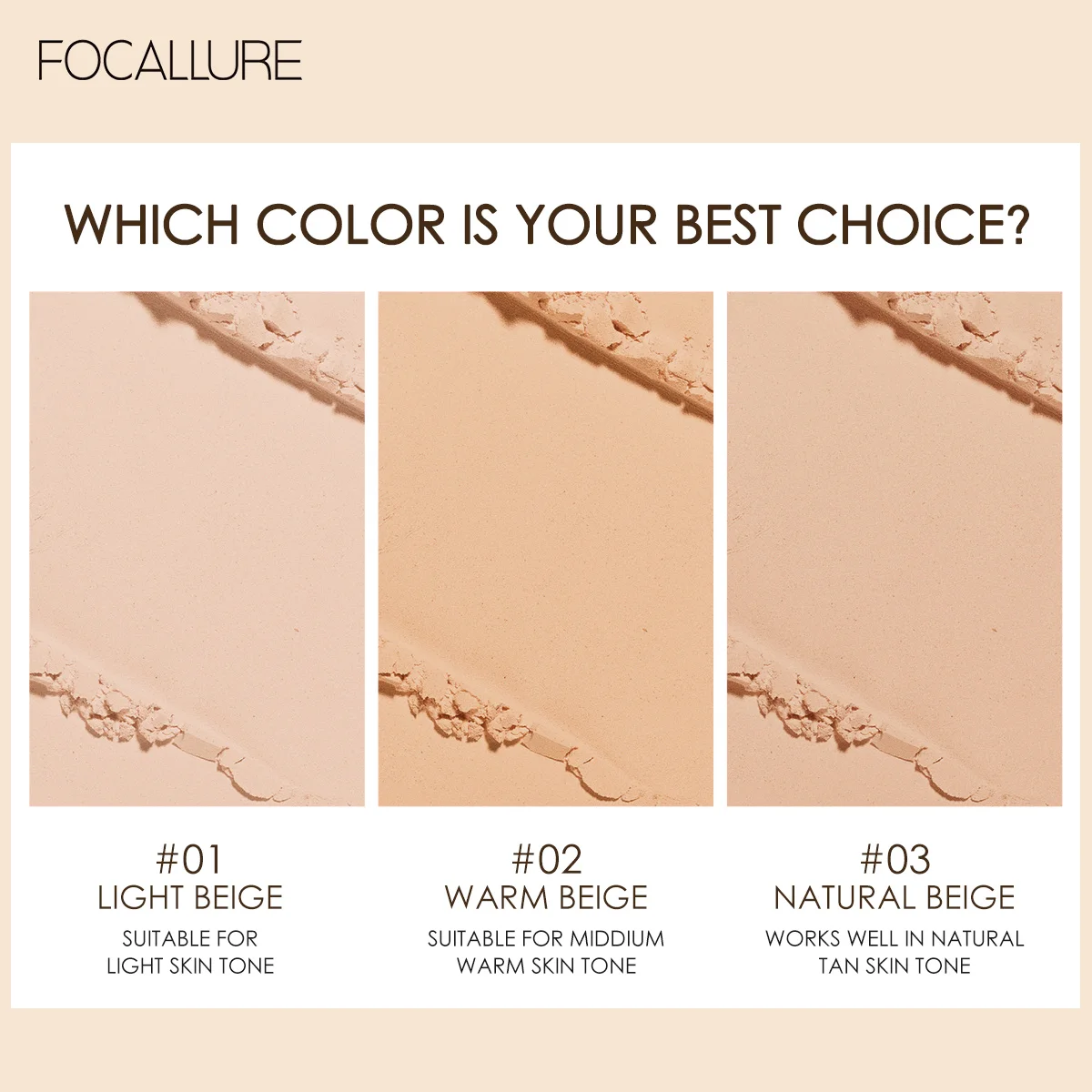FOCALLURE Oil Control Matte Face Press Powder Foundation High Coverage Lightweight Non-cakey Natural Concealer Makeup Cosmetics - Image 4