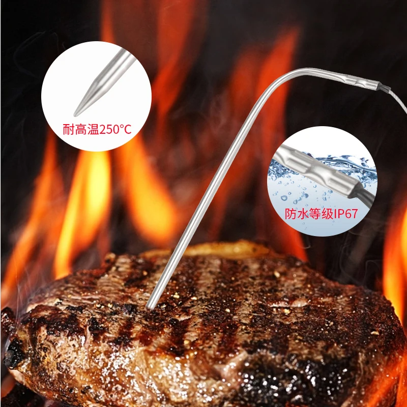 Touch Screen Food Thermometer Double Waterproof Probe For BBQ Smoker Grill  Oven Meat Barbecue Temperature Meter Over Limit Alarm