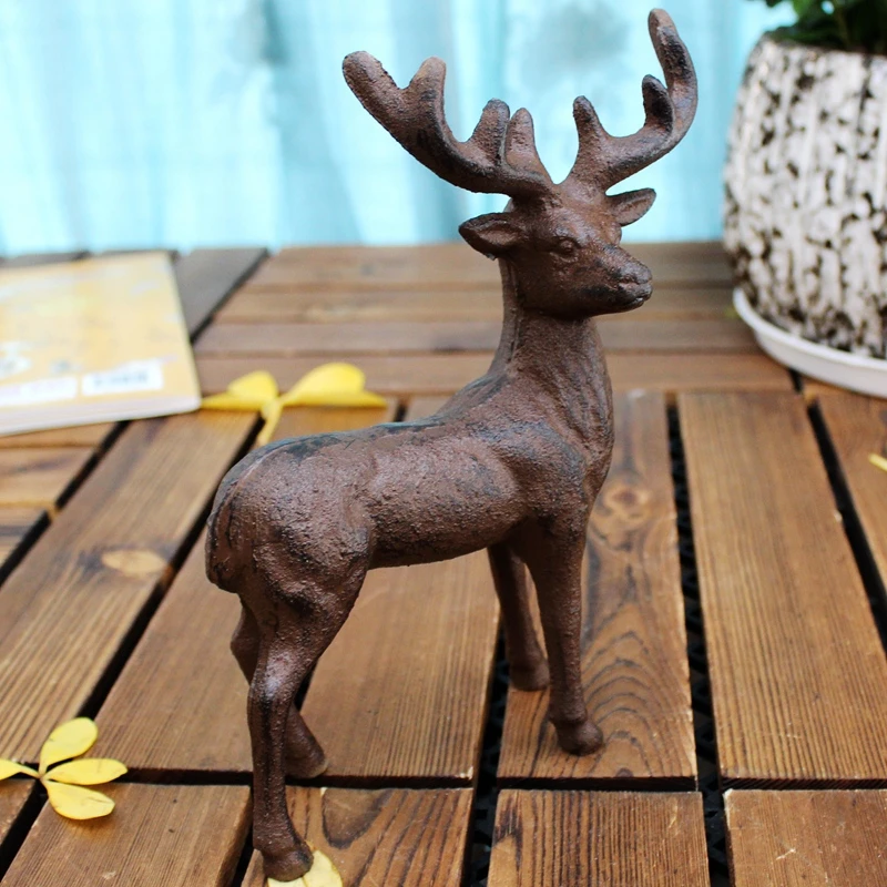 American Accents Retro Cast Iron Reindeer Figurines European Country Side Rustic Home Garden Tabletop Decor Metal Animal Statue American Accents Retro Cast Iron Reindeer Figurines European Country Side Rustic Home Garden Tabletop Decor Metal Animal Statue