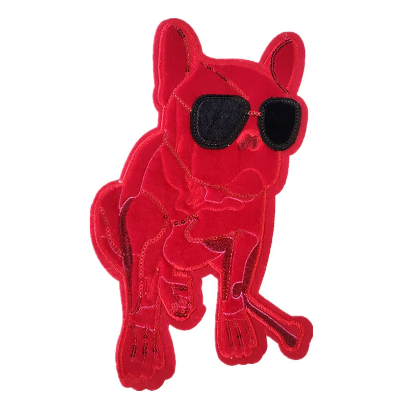 

Red Dog Patches For Clothing Luxury Sequins Patch Strange Things Sequined Animal Stickers Clothes Large Biker Badge Christmas