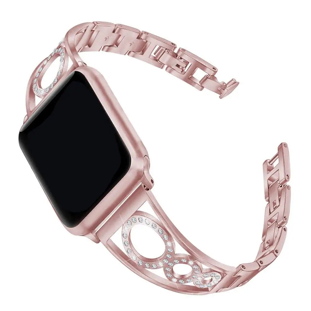 

Replacement Metal Strap For Apple Watch IWatch 1 2 3 4 Wristband Universal High-grade Stainless Steel Diamond Bands Trend Strap