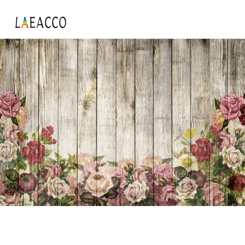 Виниловый фон для фотосъемки Laeacco с деревянными досками цветами акварелью
