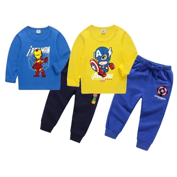 

Autumn Boy Clothing Set Baby Iron Man Captain America T shirts And Pants Sets Teens Kids Cotton Sport Suit Children Clothes