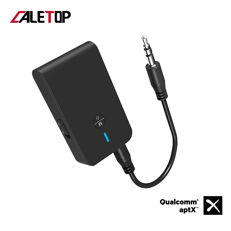 CALETOP APTX с низкой задержкой Bluetooth 5,0 передатчик приемник 2 в 1 3,5 мм аудио беспроводной адаптер для автомобиля ТВ ПК динамик наушники - Цвет: Черный