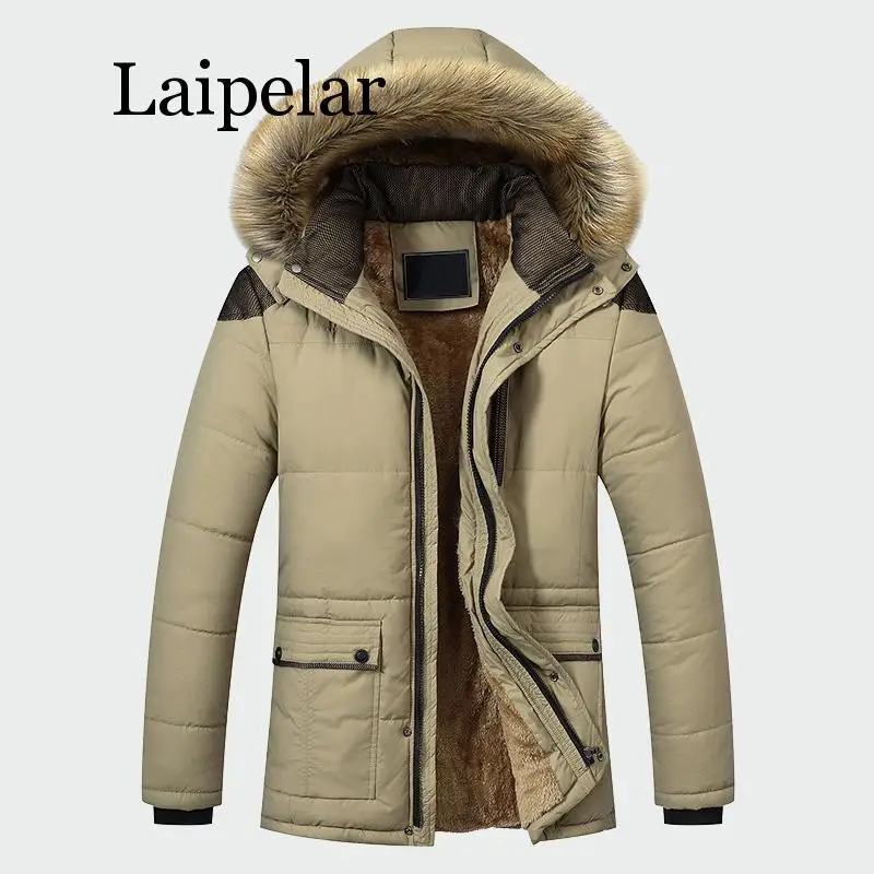 Laipelar, зимняя мужская куртка, брендовая одежда, модная, повседневная, тонкая, толстая, теплая, мужские пальто, парки с капюшоном, Длинные мужские пальто