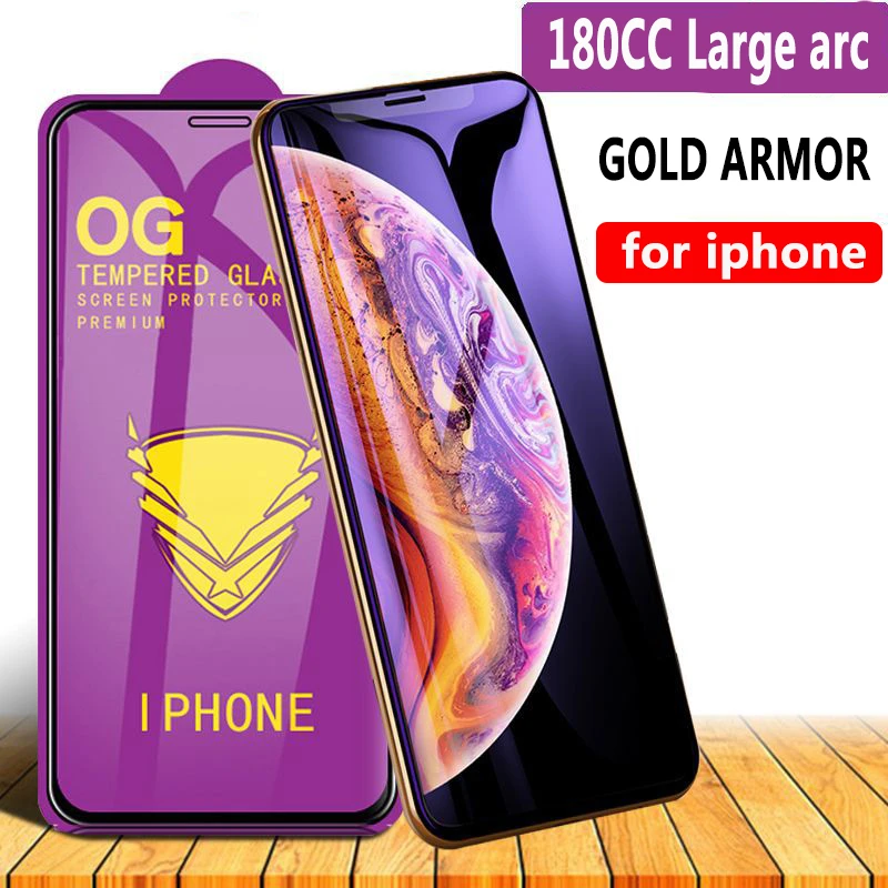 25 PCS Golden Armor OG Curved Full Glue Tempered Glass Screen Protector Film For iPhone 12 Mini 5.4 Inch