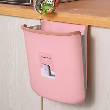 

Household Folding Trash Can Practical Wall Mounted Waste Bin Kitchen Cabinet Door Toilet Hanging Trash Cans Bin Container