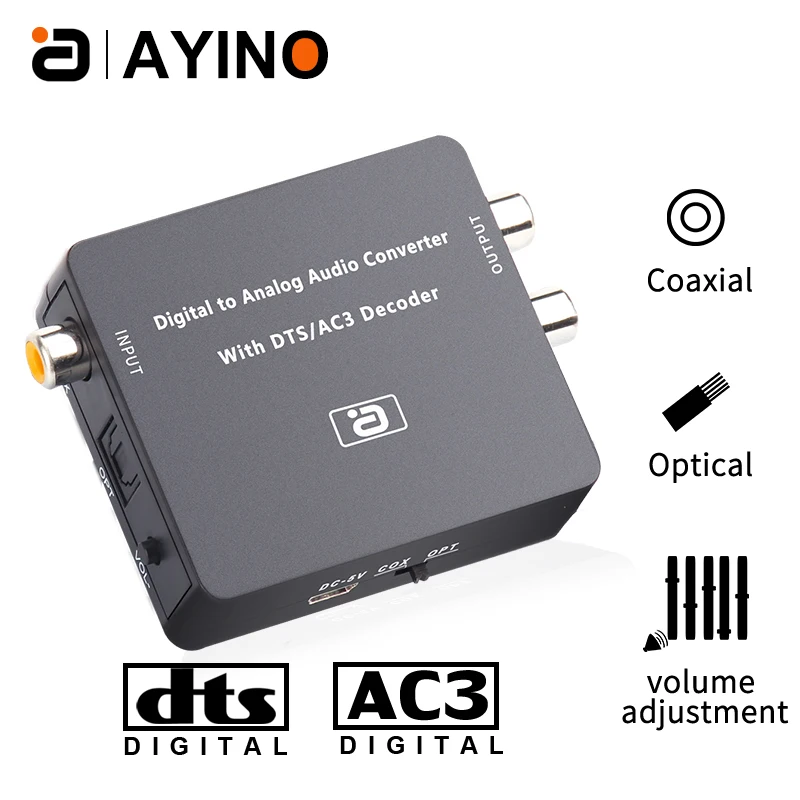 DAC 5.1CH HIFI Цифровой в аналоговый аудио декодер конвертер стерео DTS AC3 PCM Оптическое