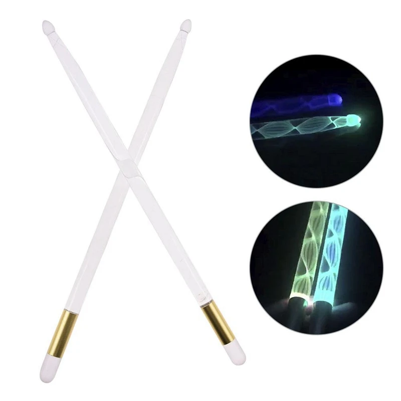 

5A Acrylic Luminous Drum Stick Bright LED Light Up Drumsticks Jazz Drumsticks in the Dark Stage 13Colors Free Change