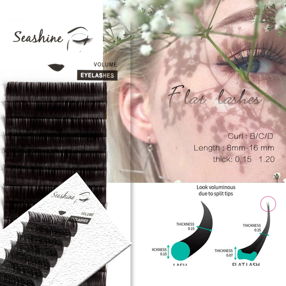 

Seashine False Mink Eyelash Flat Lashes Individual Eyelash Extension Volume Eyelash Extensions Ellipse Natural Short Split-tips