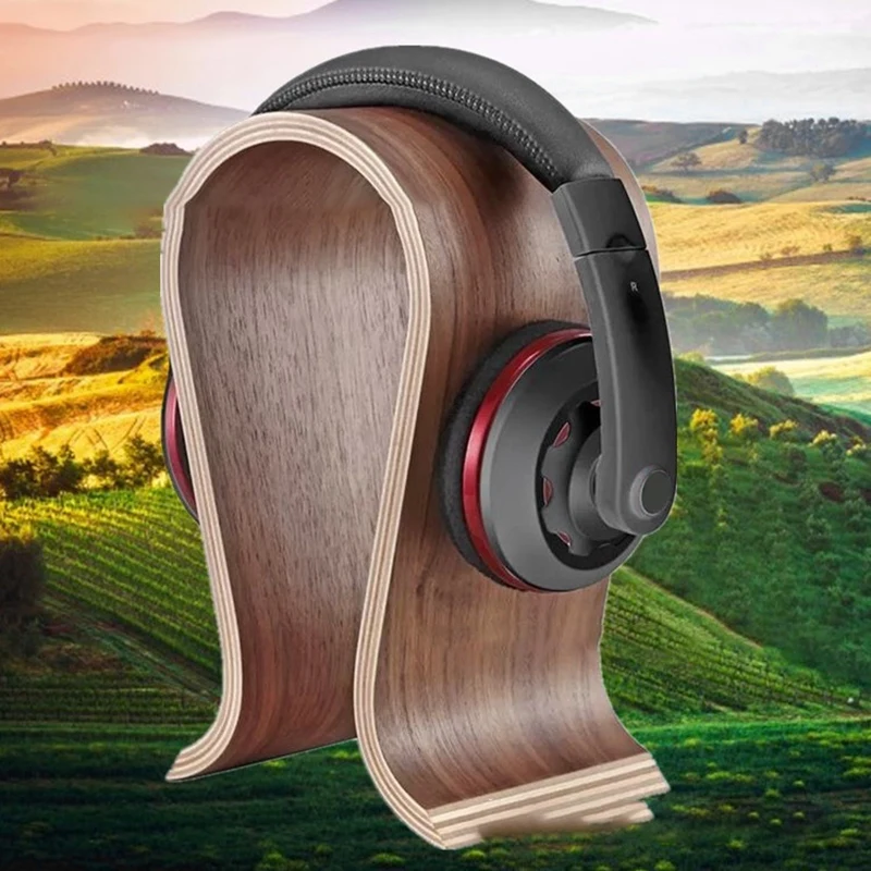 U Shaped Headset Storage Rack Universal Wood Headset Display Rack Portable Desk Headset Accessories Bracket