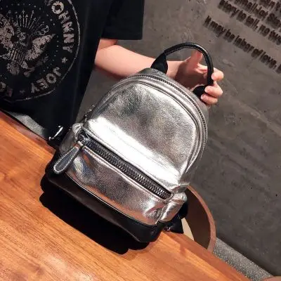 small silver backpack