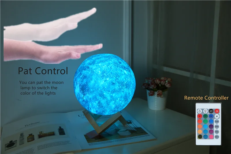 Креативный подарок 3D печать Звезда и луна лампа красочные изменения тактильные декоратор подарок Креативный USB светодиодный ночной Светильник Галактическая лампа