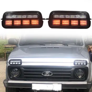 

Pair Car Styling Accessories LED Daytime Running Lights for Lada Niva 4x4 1995 + with Running Turn Signal Light Lamp DRL