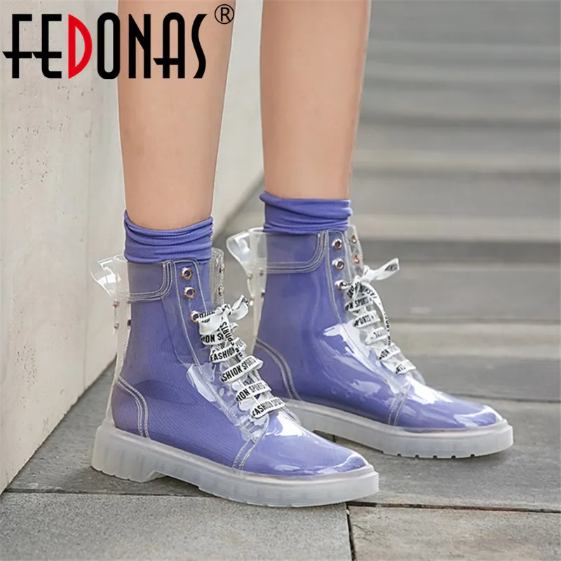 

FEDONAS 2020 Popular Pu Leather Women Ankle Boots Breathable Flats Platfrom Casual Basic Party Shoes Woman Fashion Short Boots