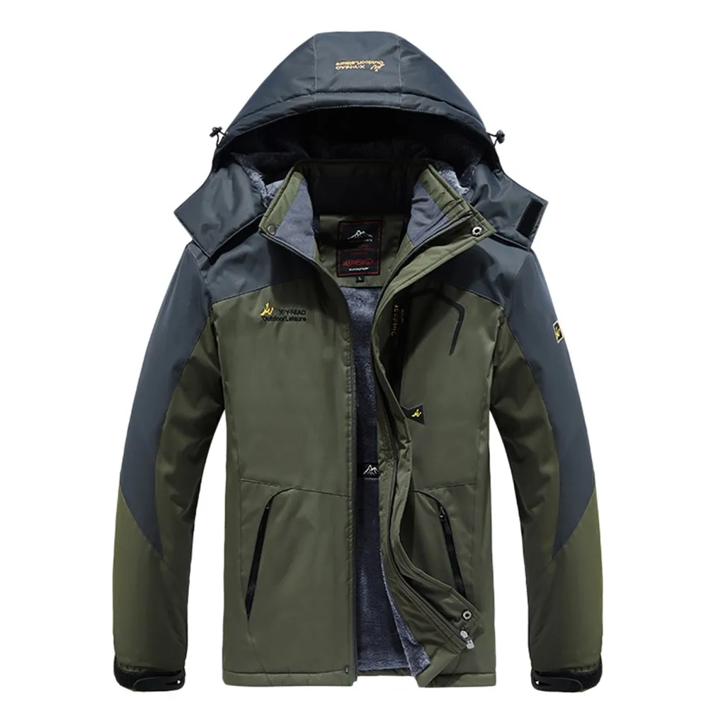 

Men Windbreaker Hooded Waterproof Jacket Detachable Breathable Sport Outdoor Coat Softshell Jacket Men Winter Warm Fleece Jacket