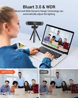 DEPSTECH DW49 4K 8MP HD Webcam with Noise-Canceling Microphone/ Privacy Cover/ Tripod Plug Play USB Web Camera for Meeting Video - Image 3