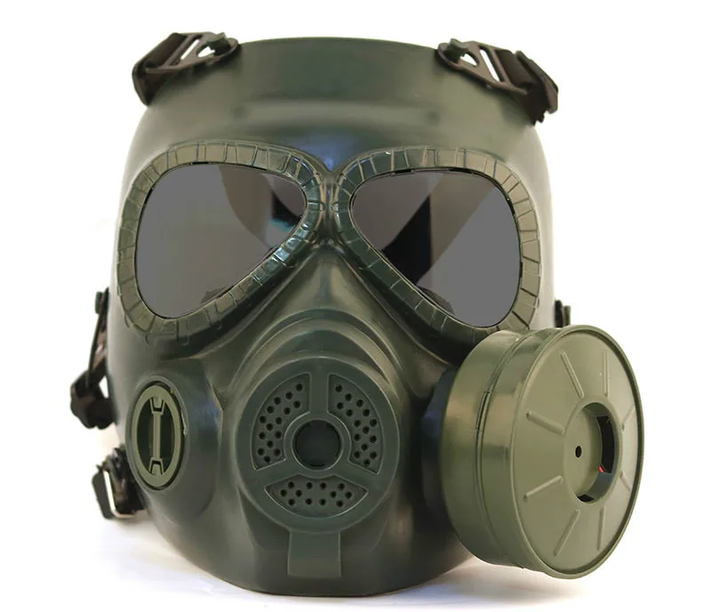 Airsoft Пейнтбольная Виртуальная противогаз с вентилятором для наружной военной игры Косплей защита Хэллоуин злой антивирусный череп охотничий предмет - Цвет: Зеленый