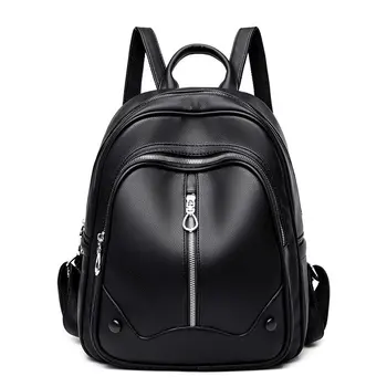

Women Backpack PU Leather Fashion Youth Lady High Quality Backbag Girl Waterproof School Bag New Black All Match