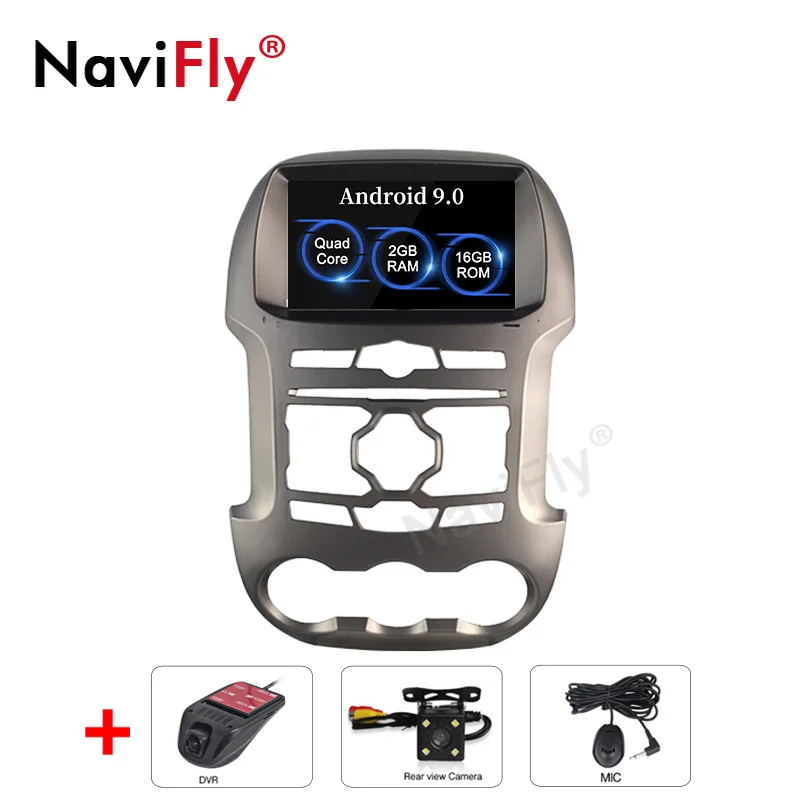 add camera dvr NaviFly 8 дюймов Android 9,0 автомобильный dvd-плеер радио для Ford RANGER 2011- Bluetooth gps Мультимедиа автомобильный навигатор 2G+ 16G - Цвет: add camera dvr