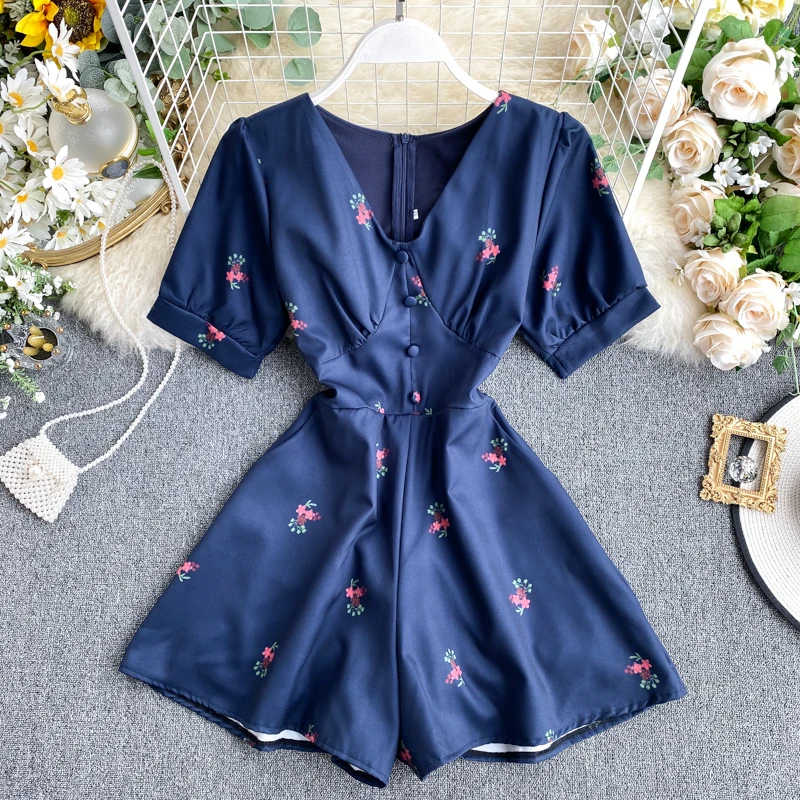2020 Summer Korea Fashion Women Casual Romper Printed Jumpsuit High Waist Wide Leg Shorts H254 2020 Summer Korea Fashion Women Casual Romper Printed Jumpsuit High Waist Wide Leg Shorts H254