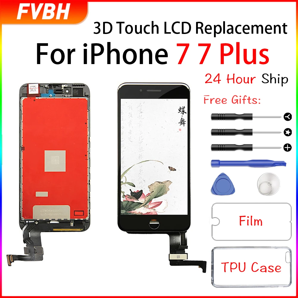 Класс AAAA LCD для iPhone 7 7Plus 8 Plus дисплей в сборе дигитайзер 3D экран Замена 6 без битых