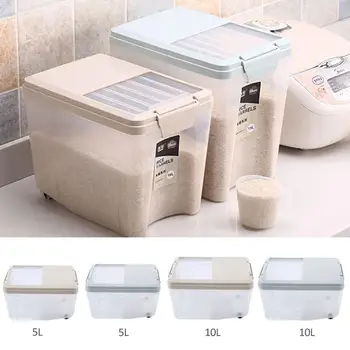 

Kitchen Household Cereals Rice Bucket 10kg Plastic Rice Storage Box Sealed Pest Control Moisture-proof Rice Cylinder With Cup