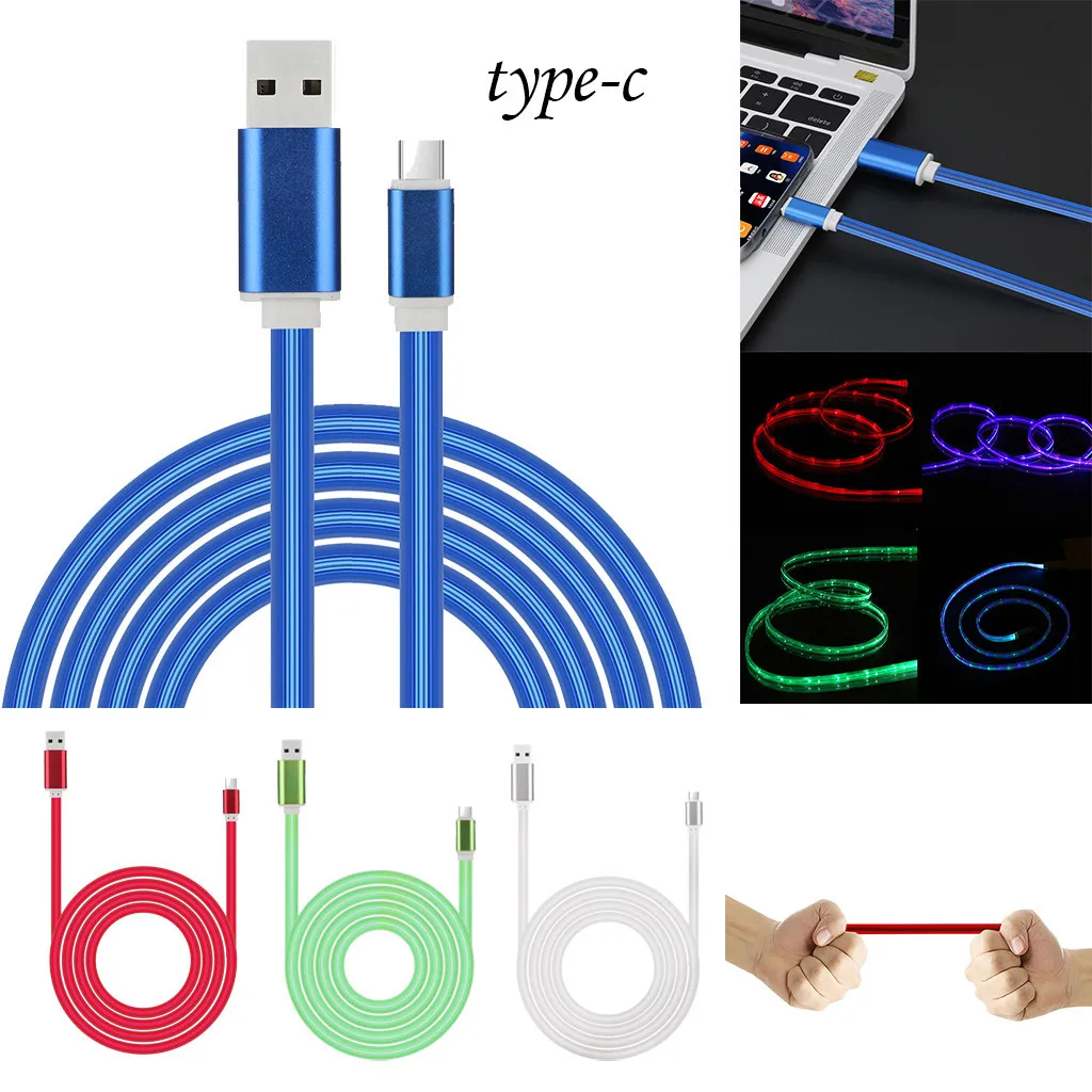 Ouhanbin тип c светящийся светодиодный кабель Iight Быстрая зарядка USB синхронизации