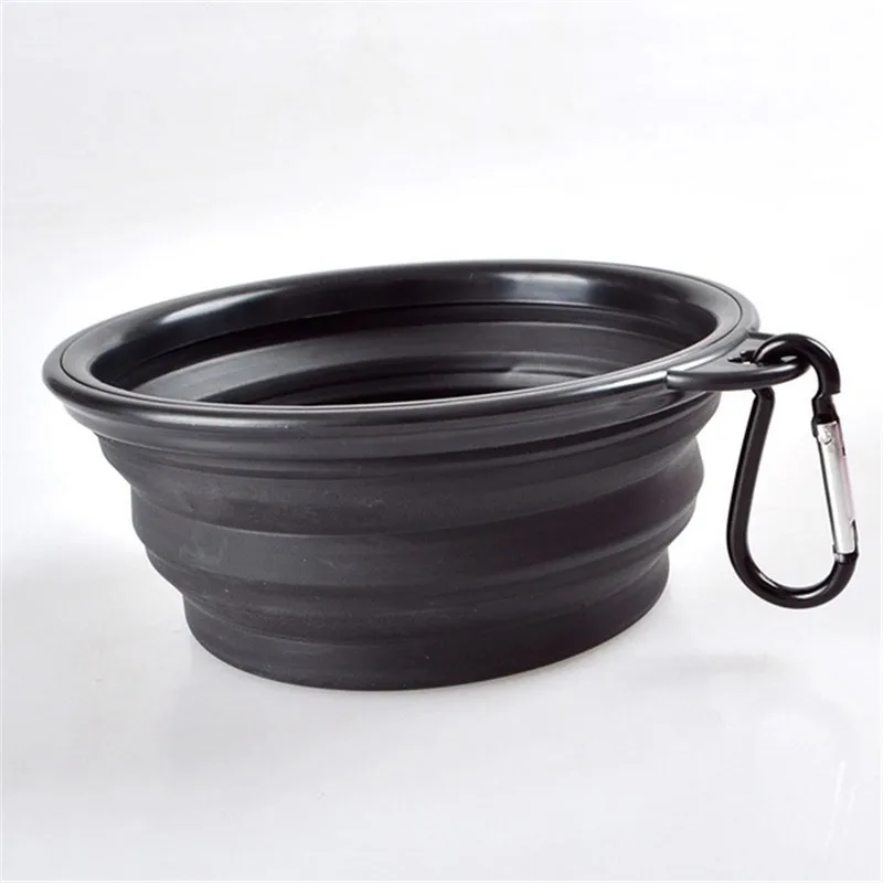 

portable puppy food container Collapsible feeder dish candy color foldable outdoor travel silicone dow bowl