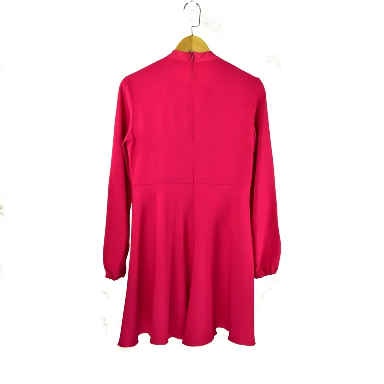 Женское платье с бантом, Повседневное платье с длинным рукавом, женское осеннее однотонное повседневное мини-платье